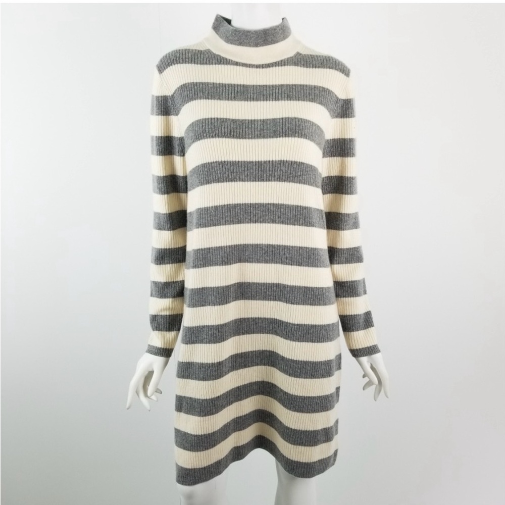 J. Crew NWT sweater dress Small cream/white stripe turtleneck soft casua…